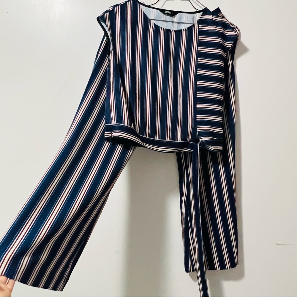 Fashion Two Piece Sets Women Sports Crop Top+High Waist Wide Leg Pants